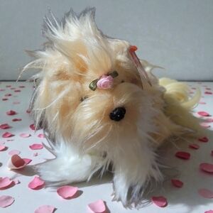Classic 2004/05 Ty Beanie Baby Tibby Shih Tzu Dog Puppy Tush Hang Tags Rose 5"
